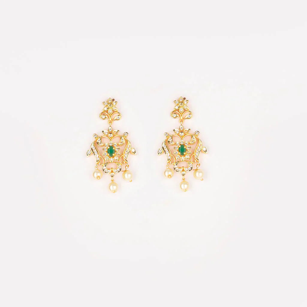 Gold A.D pearl flower necklace set