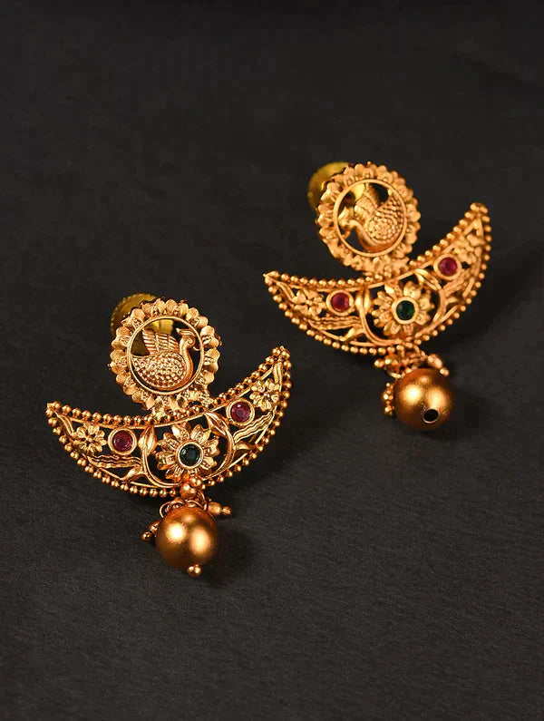 Red Gold Tone Temple Necklace Set