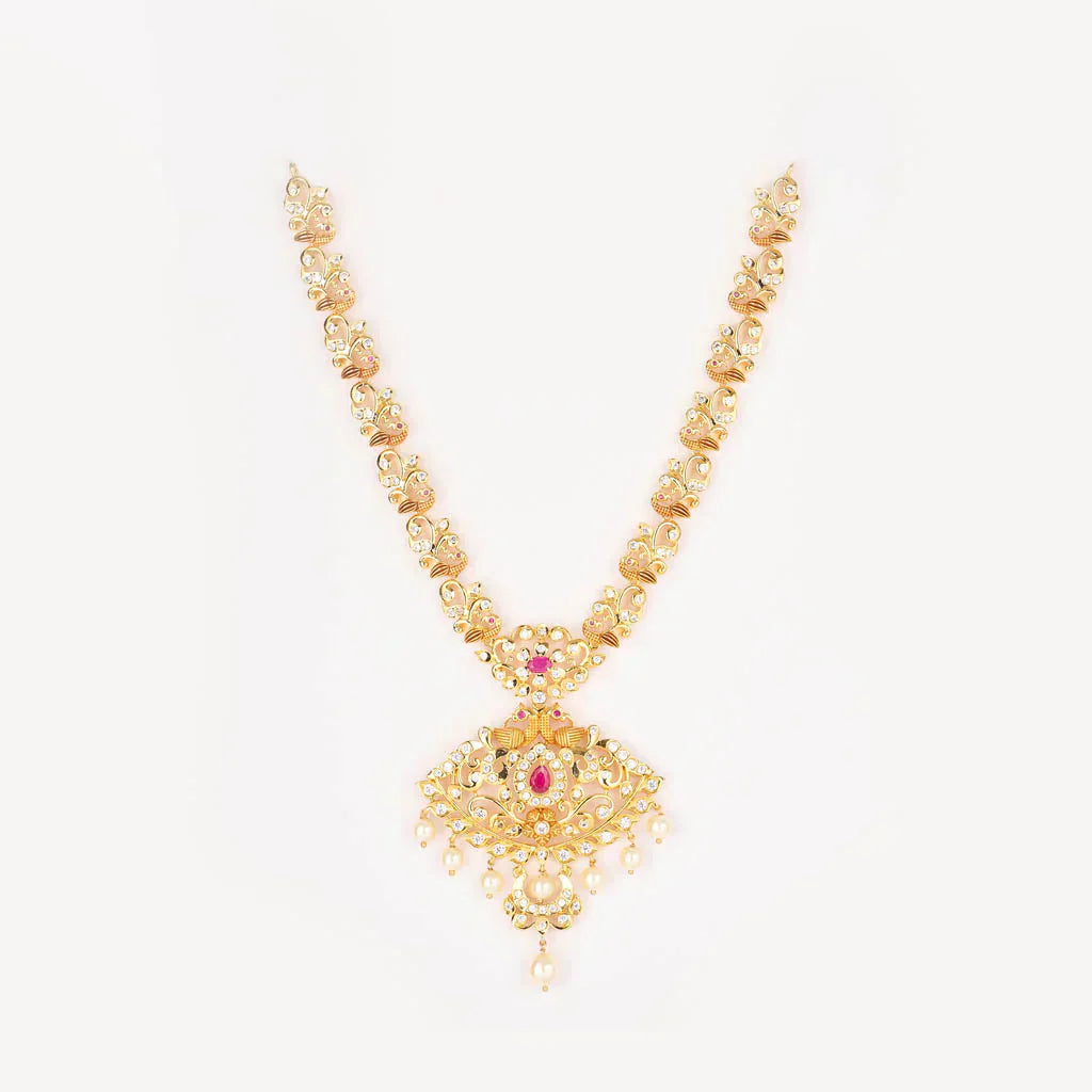 Ruby white geru stone necklace set
