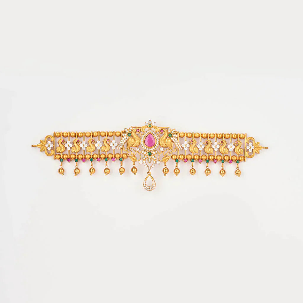 beautiful Matt gold peacock designer choker