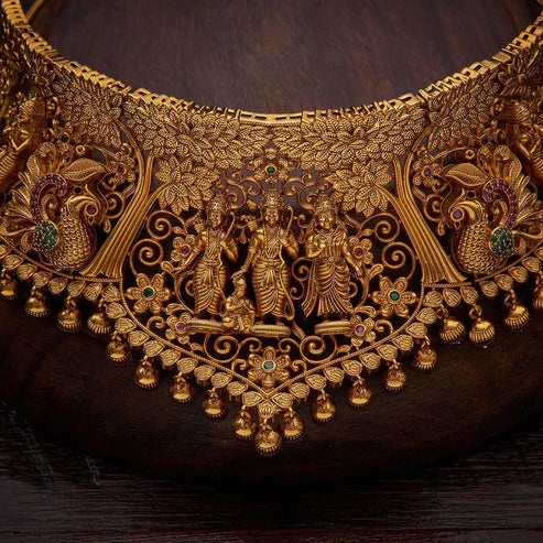 Gold-Plated Necklace Set with Divine Motifs