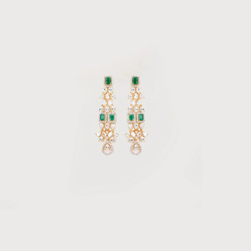 gold & American diamond green white choker