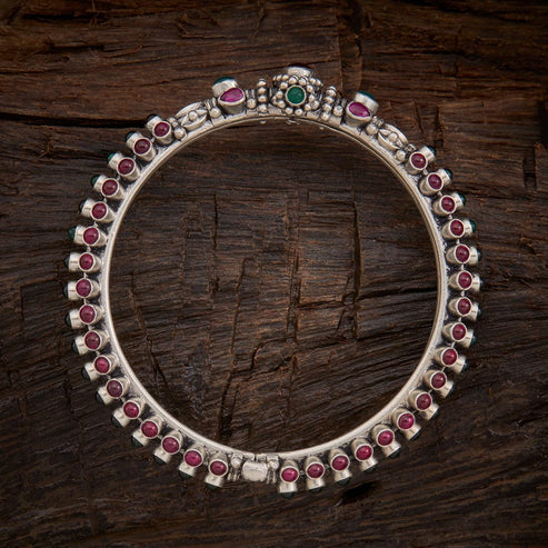 Silver ruby Synthetic Stones bangle