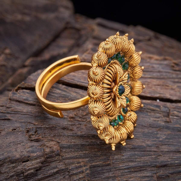 Synthetic Stones gold plated Adjustable ring