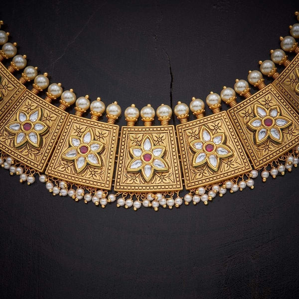 gold plated Stone Kundan Work choker set
