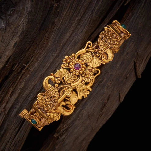 gold plated Synthetic Stones peacock design bangle