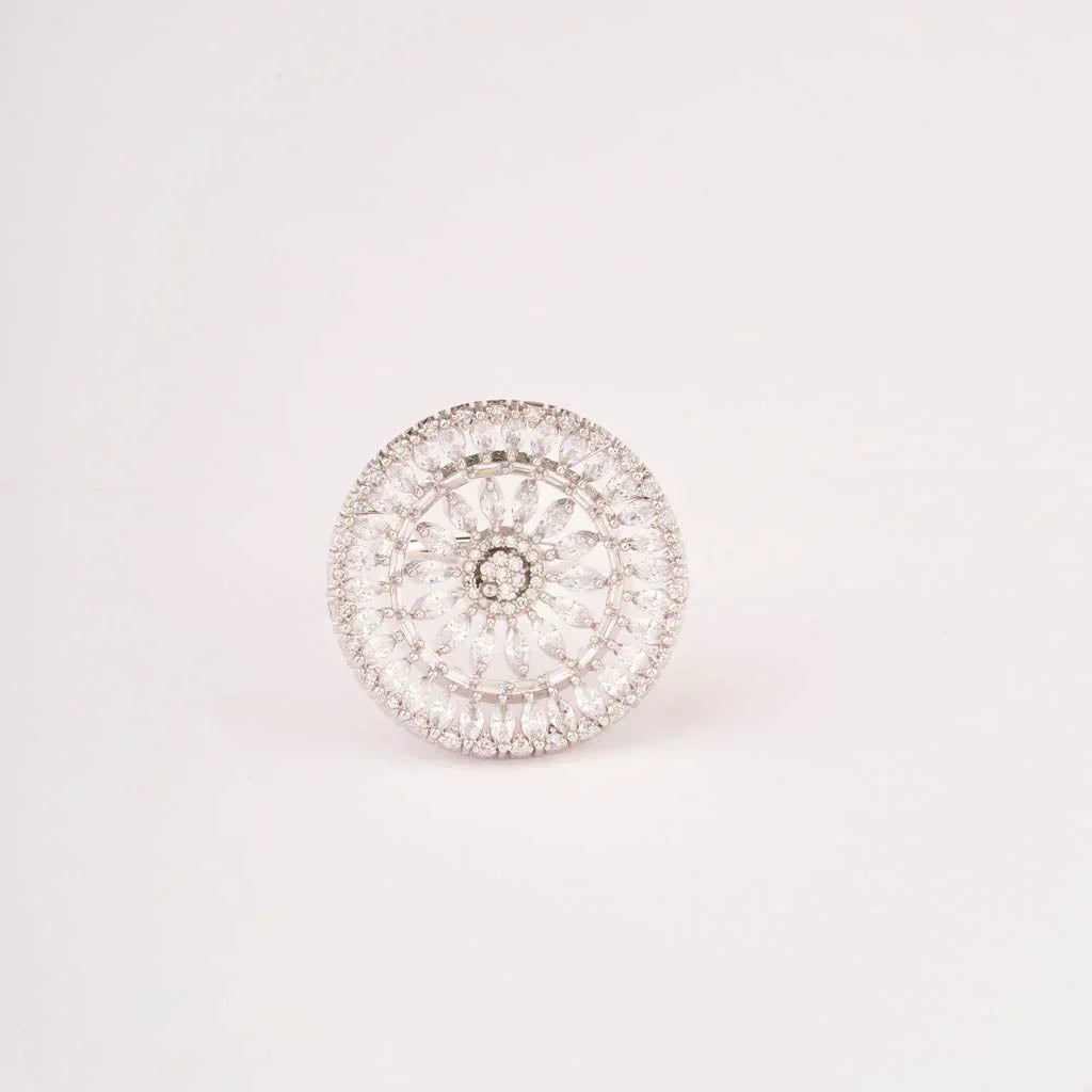 American diamond white rhodium finger ring