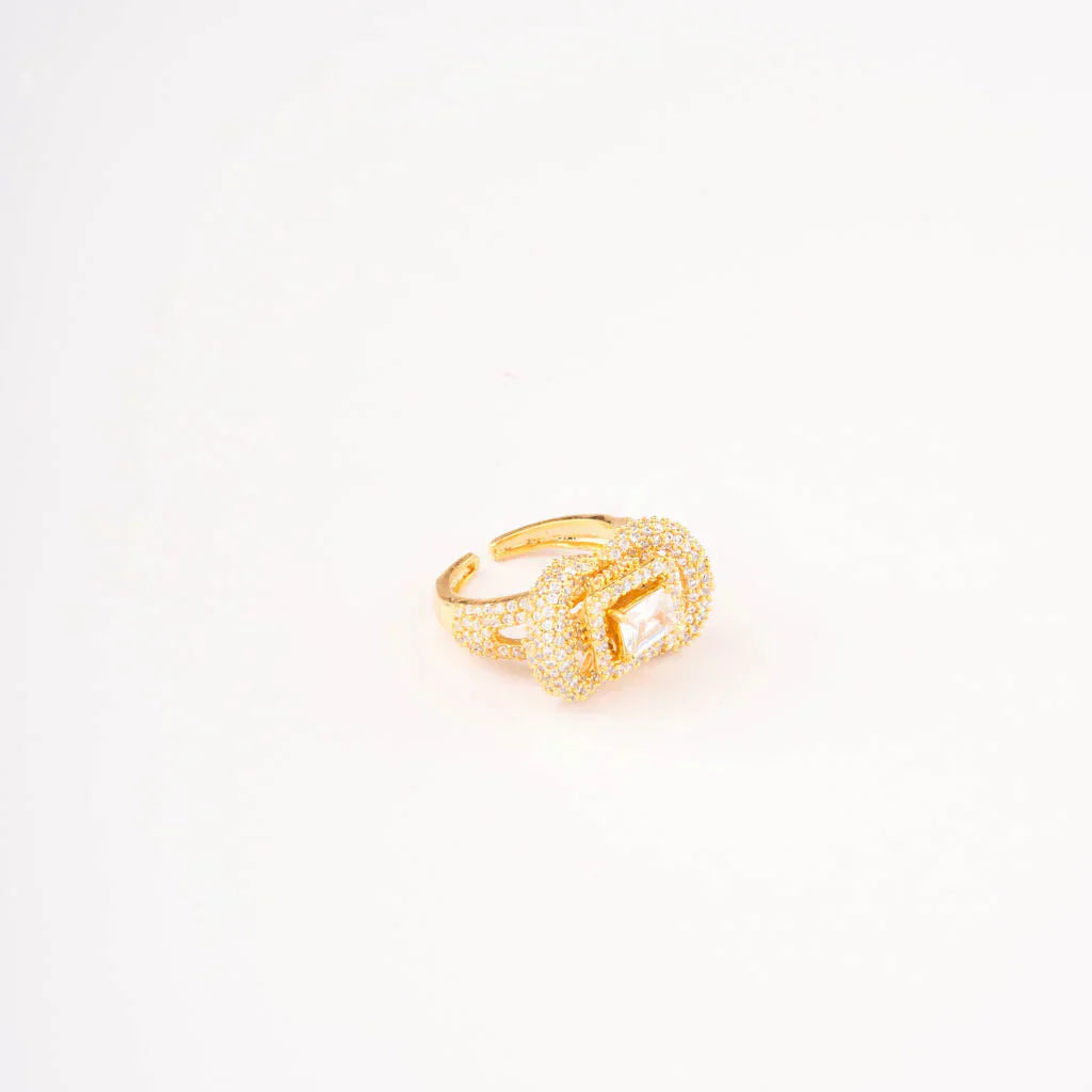 Charming white A.D -studded finger ring.