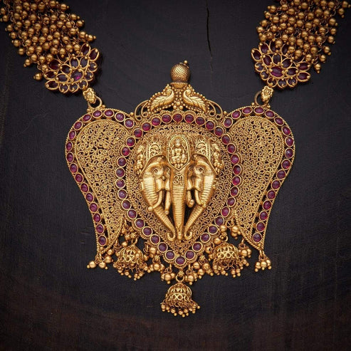 gold plated Synthetic Stones & Beads necklace set