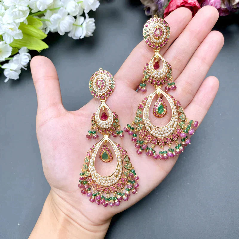 BRIDAL JADAU NECKLACE SET WITH PRECIOUS STONES