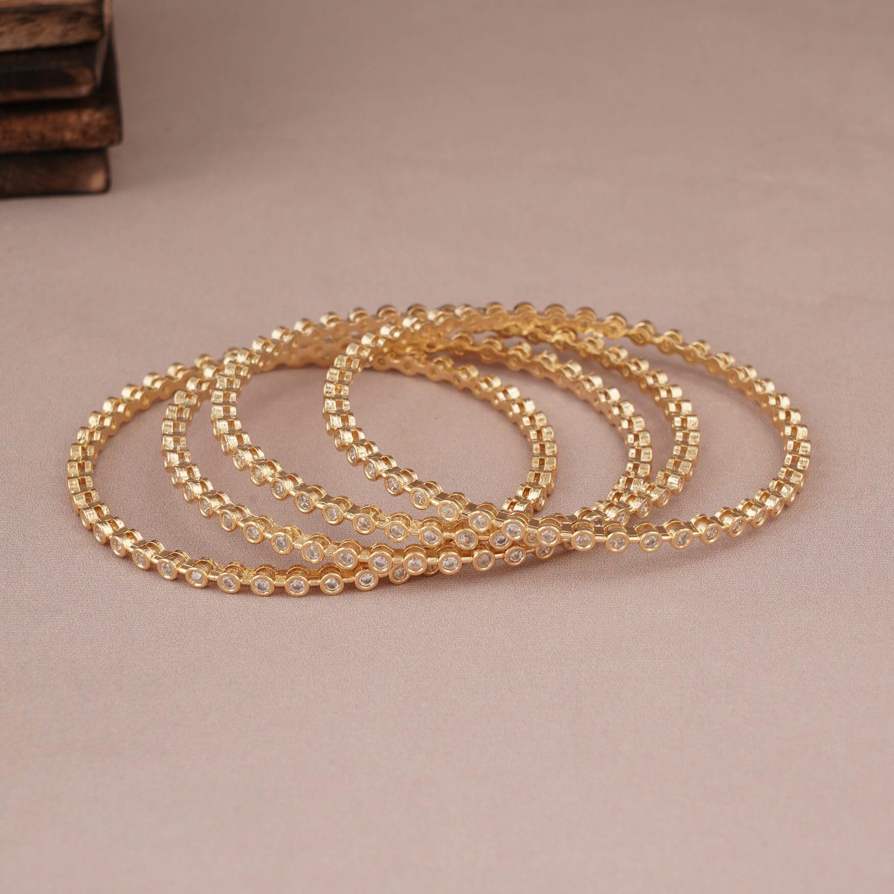 GOLD DIAMOND BANGLE SET OF 4
