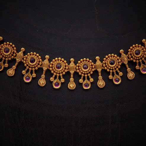 Gold-Plated Necklace Set with Ruby