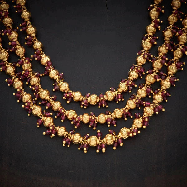 Gold-Plated Necklace Set with Goddess Lakshmi Design