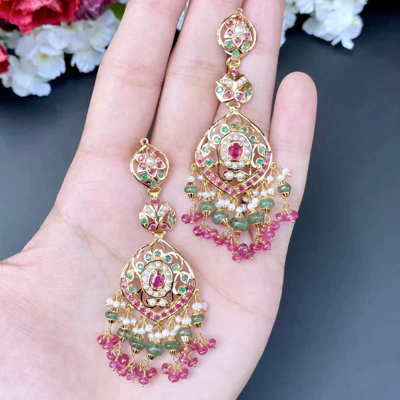 MULTICOLOURED JADAU PEROI NECKLACE