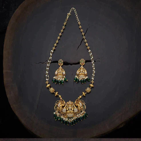 Gold-Plated Necklace Set with Stones & Beads