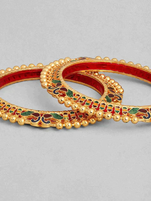 Enamel with Peacock Pacheli Set of 2 Bangles