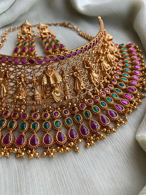 Heavy Bridal Kemp Choker with Earrings