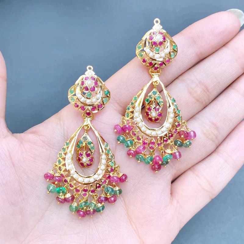 RUBY EMERALD PEARL HASLI NECKLACE SET