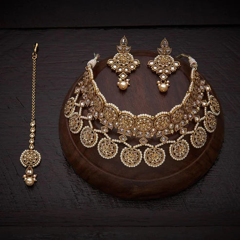 Gold-Plated Necklace Set with Traditional Motifs
