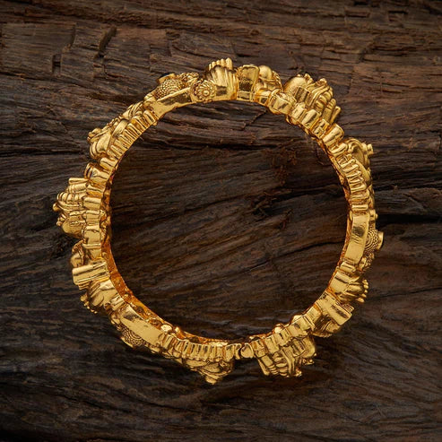 gold plated temple design kada