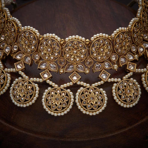 Gold-Plated Necklace Set with Traditional Motifs