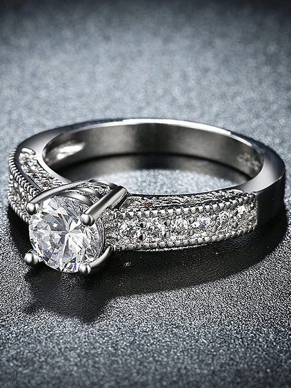 Platinum Plated Austrian Crystal Adjustable Ring for Women