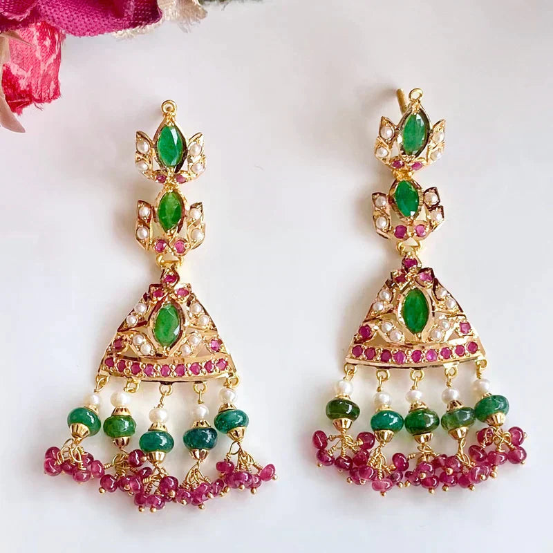 JADAU NECKLACE SET GOLD ACCENTUATED WITH EMERALDS