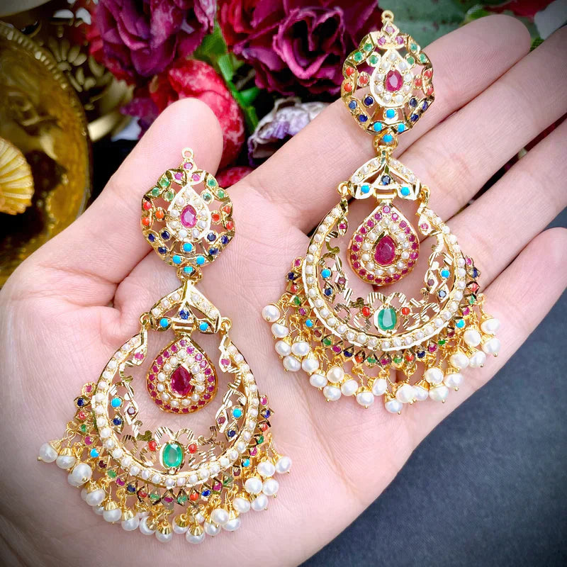 BRIDAL JADAU NAVRATTAN NECKLACE SET