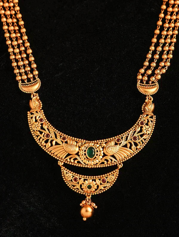 Red Gold Tone Temple Necklace Set