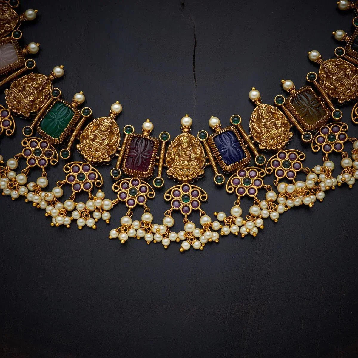 Synthetic Stones & Beads Antique Necklace
