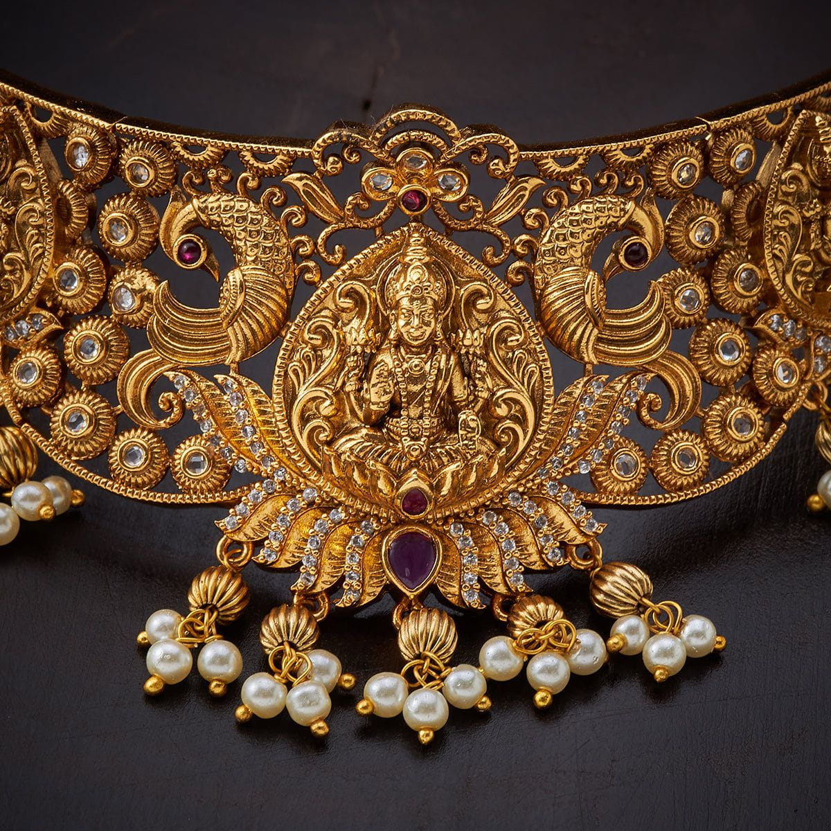 Ruby Bridal Choker Necklace With Stones & Beads