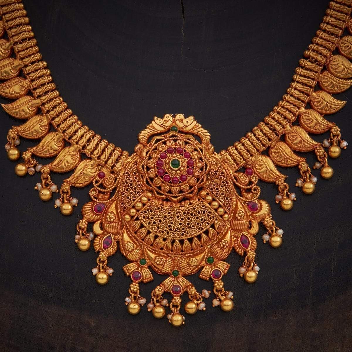 Gold Plated Temple Paisley Addigai Necklace
